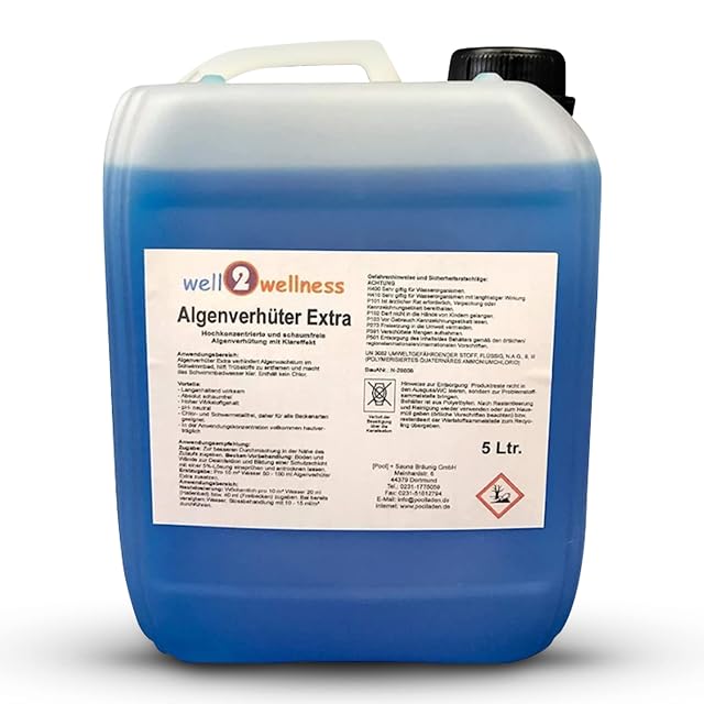 well2wellness Distruttore d’alghe Extra, un alghicida non metallico altamente concentrato da cinque litri