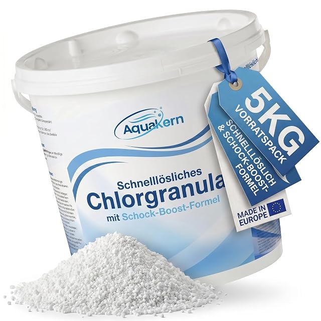 Granulato di cloro a scioglimento rapido Aquakern per clorazione d’urto in confezione da cinque chilogrammi