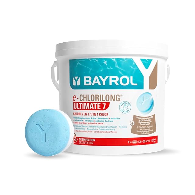 Pastiglia di cloro a due strati Bayrol e-Chlorilong Ultimate 7, blu e bianca
