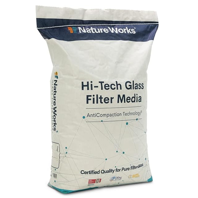 Sacco da venti chilogrammi di vetro filtrante Paradies Pool Nature Works fatto di vetro piano puro