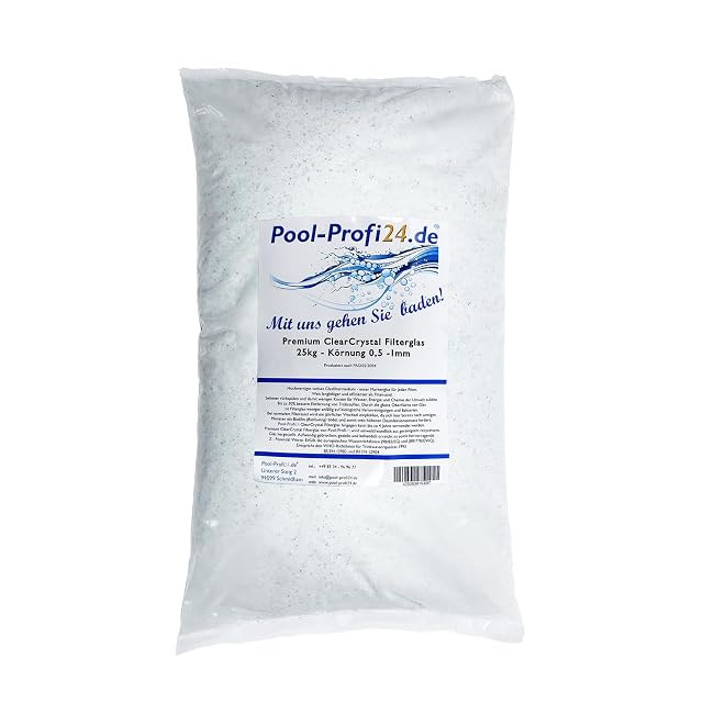 Vetro filtrante Pool-Profi24.de Premium Clear Crystal, 25 chilogrammi in 0,5-1,0 millimetri