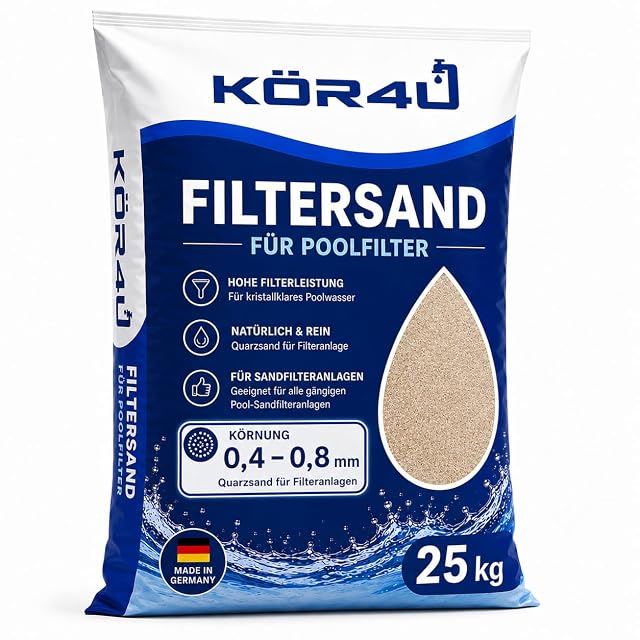 Sacco kör4u da venticinque chilogrammi di sabbia filtrante di quarzo in 0,4-0,8 millimetri