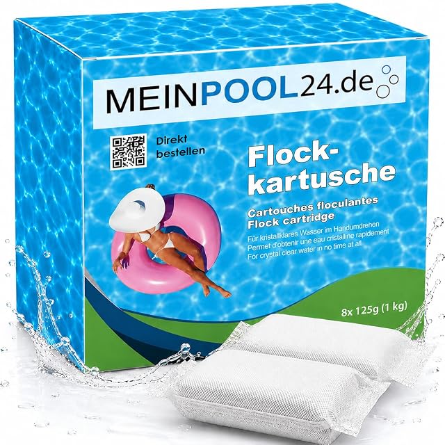 Cartucce di flocculazione Meinpool24.de in confezione da un chilogrammo per filtri a sabbia e a vetro