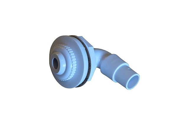 Pezzo di mandata da vasca SPIRATO bianco con gomito a novanta gradi e raccordo a serraggio per tubo da 32 a 38 mm