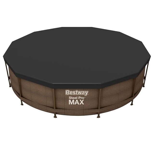 Copertura per vasca tonda in PVC Bestway nera con le sue corde di fissaggio