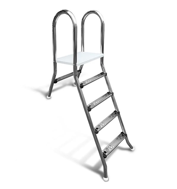 Scaletta per vasca SAXONICA Classic in inox V2A con quattro gradini da un lato e un gradino dall’altro