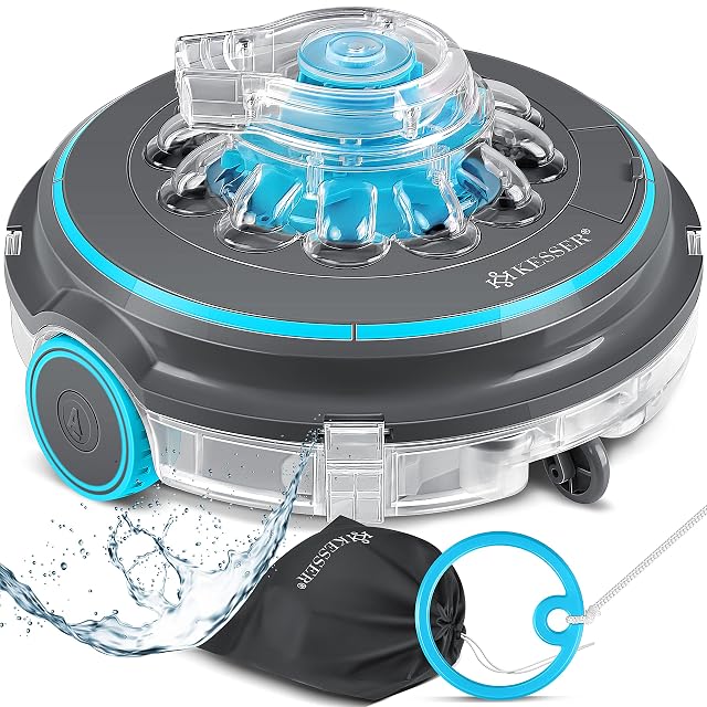 Robot da piscina senza filo KESSER Aqua-9000 antracite, con la sua borsa di trasporto