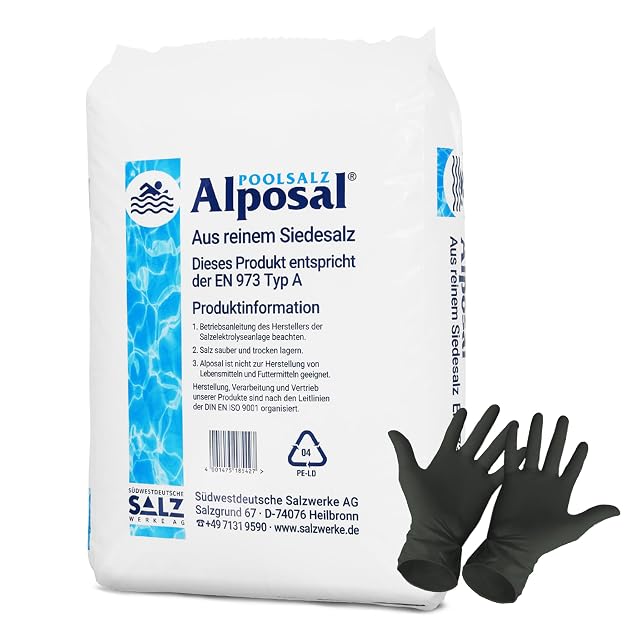 Sale per vasca Alposal fornito come due sacchi da venticinque chili con un paio di guanti monouso