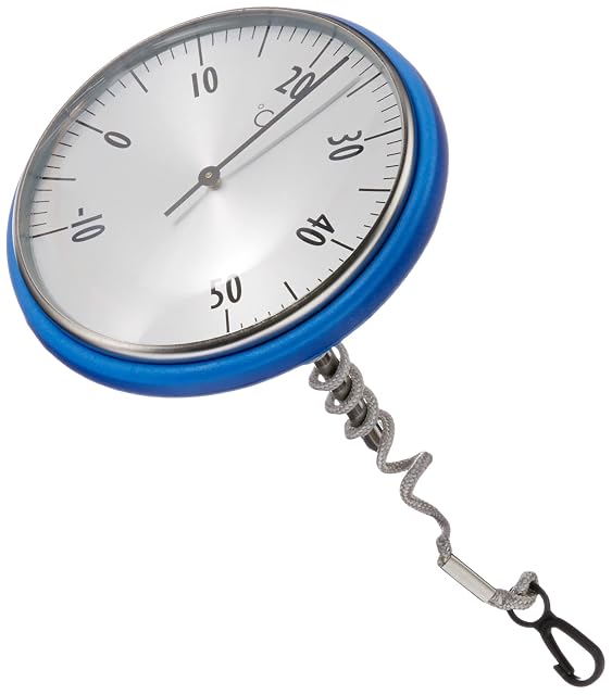 Termometro per vasca analogico TFA Dostmann blu in acciaio inox con anello di galleggiamento e filo