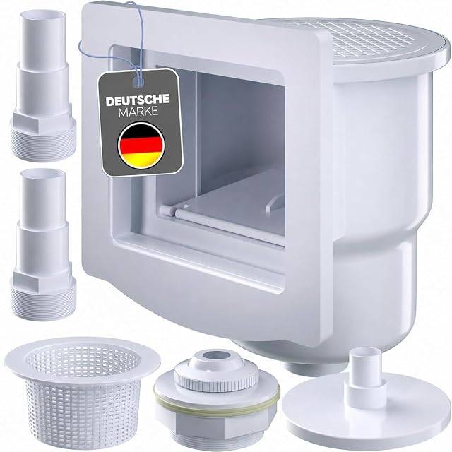 Set skimmer per vasca incassato poolomio con cestello, paratia, bocchetta di mandata, guarnizione e viti