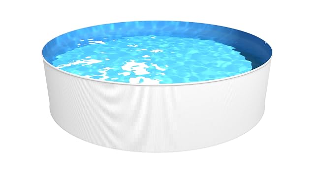 Vasca a parete d’acciaio bianca Steinbach New Splasher Secure con liner interno blu e scaletta di sicurezza