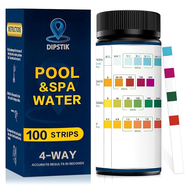 Strisce reattive da vasca 3 in 1 DIPSTIK, 100 in un flacone con scala cromatica