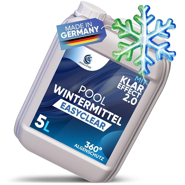 Tanica da cinque litri di prodotto liquido invernale per vasche PoolLöwe EASYCLEAR